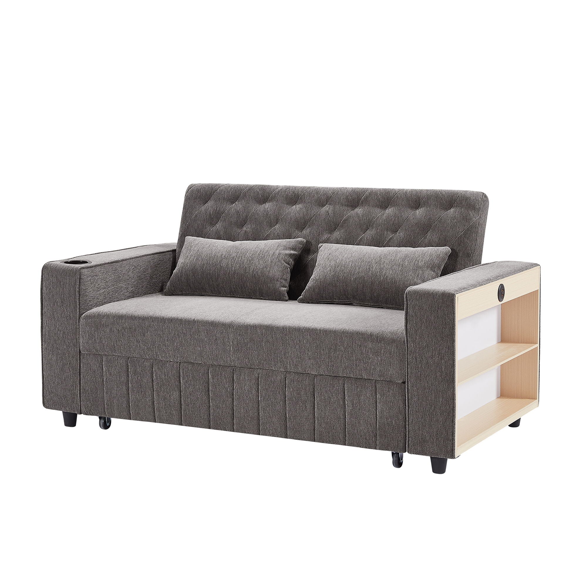 Pull-Out Sofa Bed Convertible Couch With Adjustable Backrest For Living Room