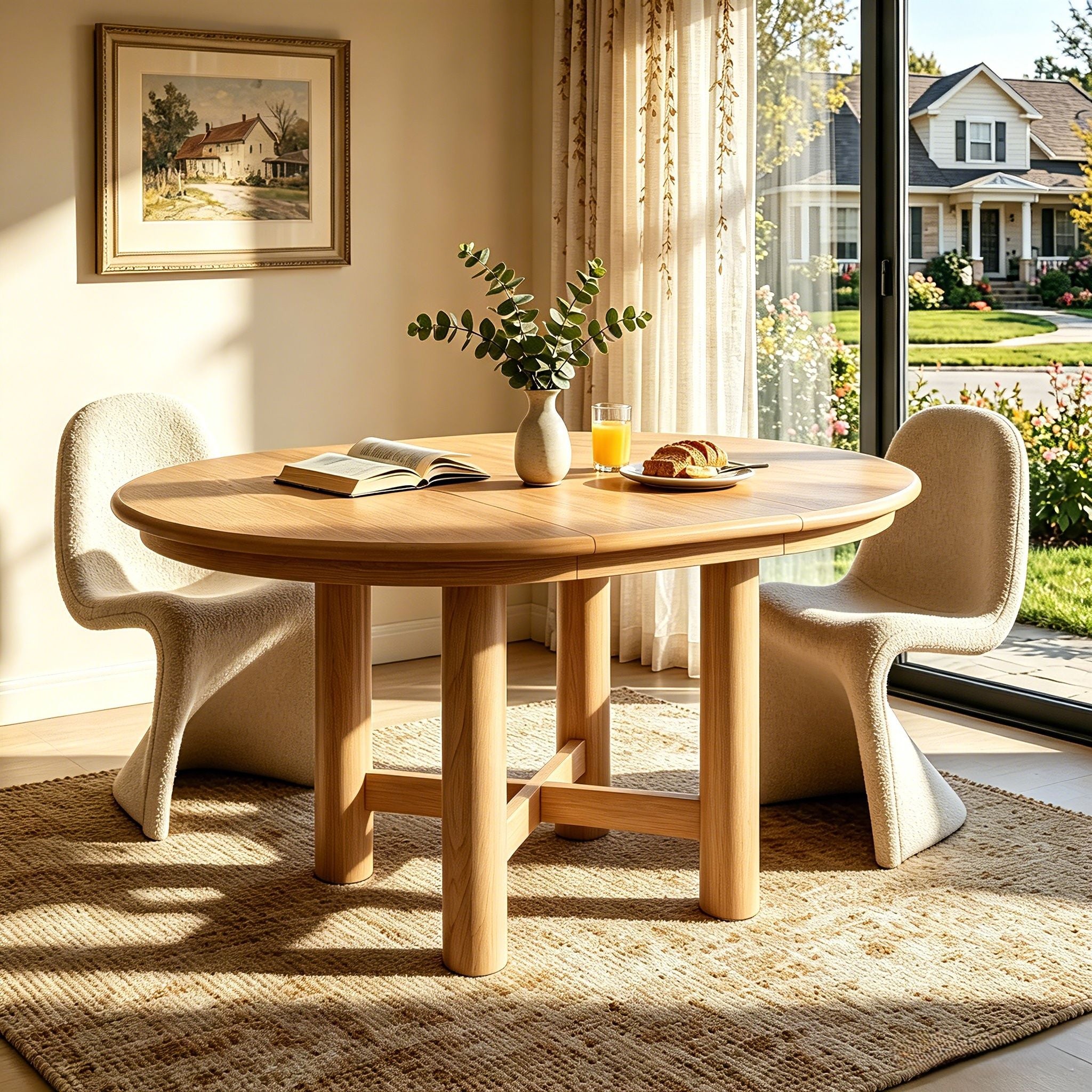 Extendable Oval Dining Table With Leaf