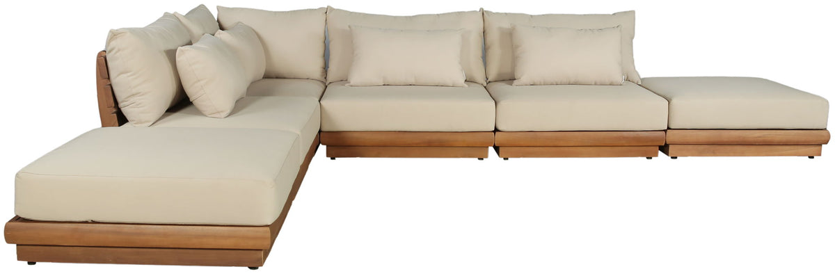 Mirella - 6 Piece Water Resistant Fabric Upholstered Outdoor Patio Modular Sectional