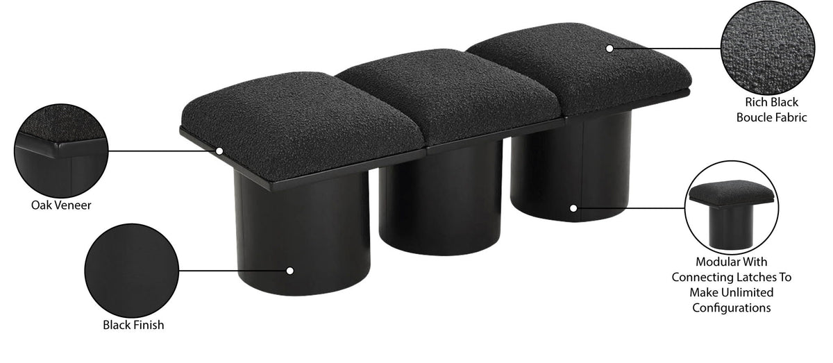 Pavilion - 3 Piece Modular Bench With Black Base
