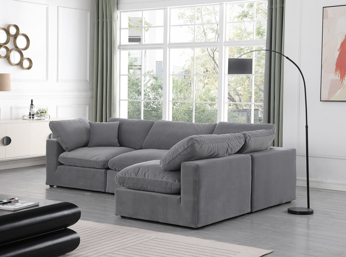 Comfy - 4 Piece Velvet Modular Armless Sectional