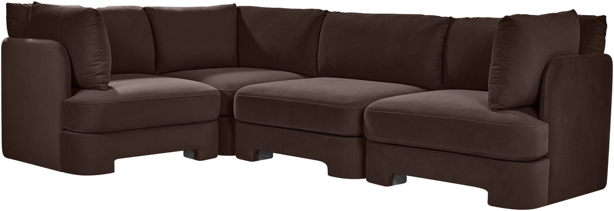 Hammond - Velvet Performance Fabric Upholstered 4 Piece Sectional