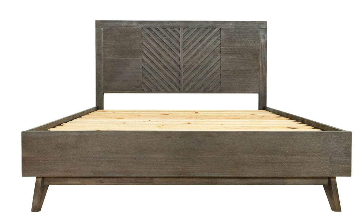 Eastern King Daisy Mid-Century Dark Acacia Bed