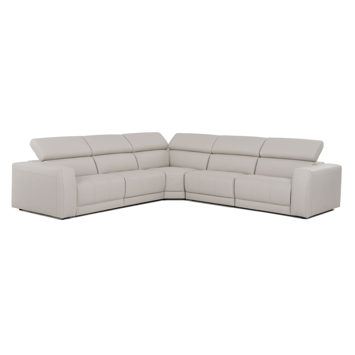 Dalton - Modern Italian Light Grey Leather Sectional + 2 Recliners