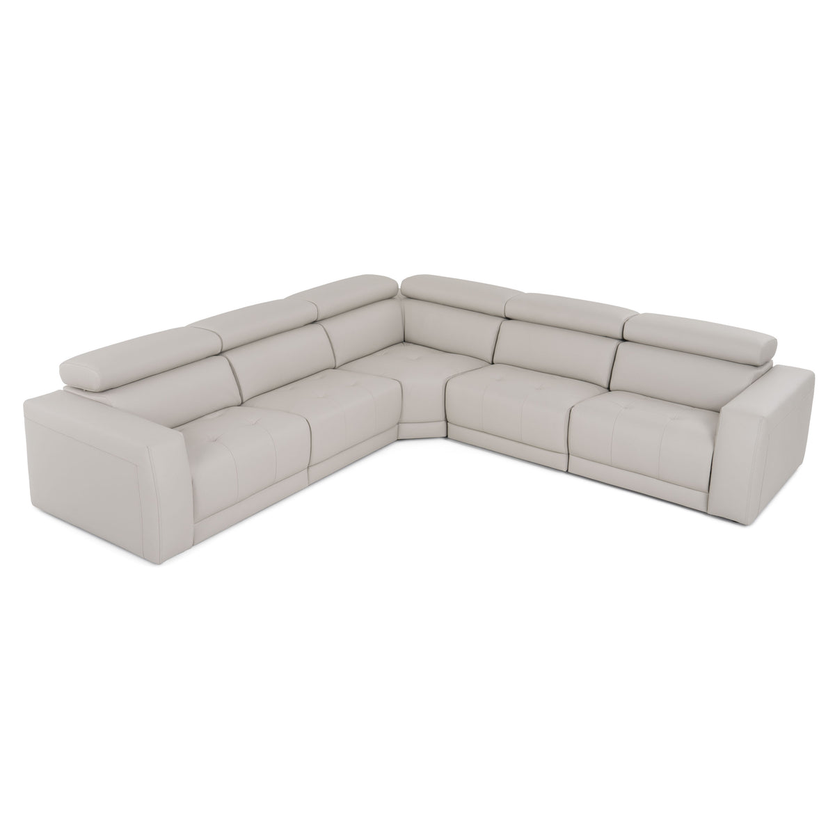 Dalton - Modern Italian Light Grey Leather Sectional + 2 Recliners