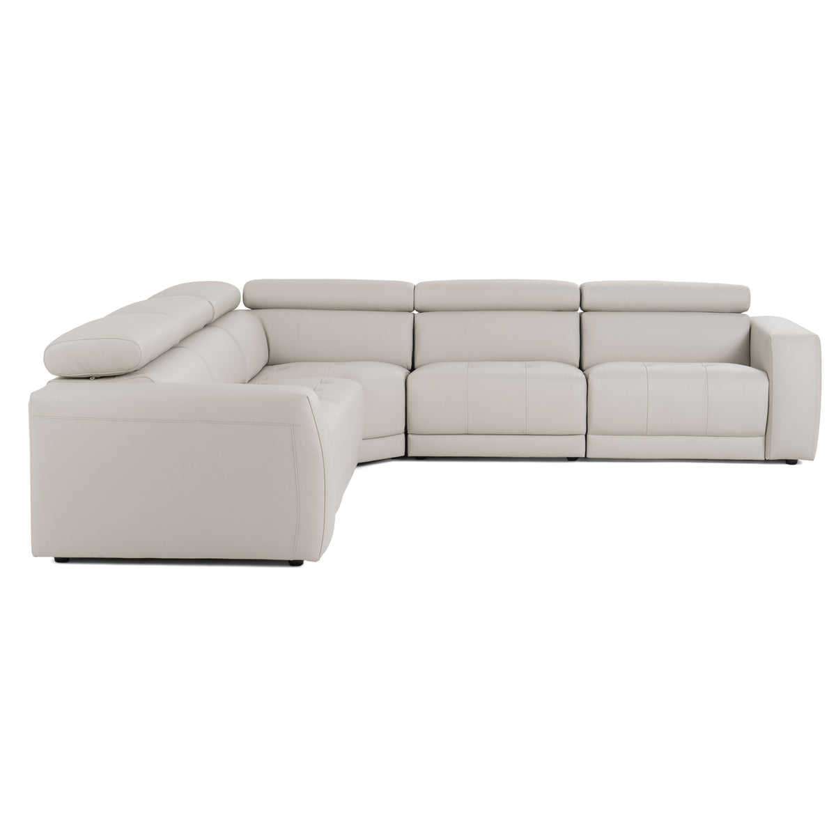 Dalton - Modern Italian Light Grey Leather Sectional + 2 Recliners