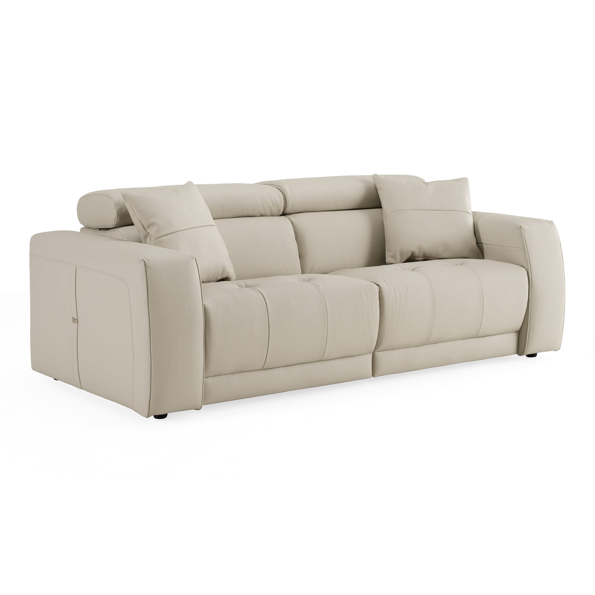 Dalton - Modern Italian Light Grey Leather 3-Seat Sofa + 2 Recliners - original 1