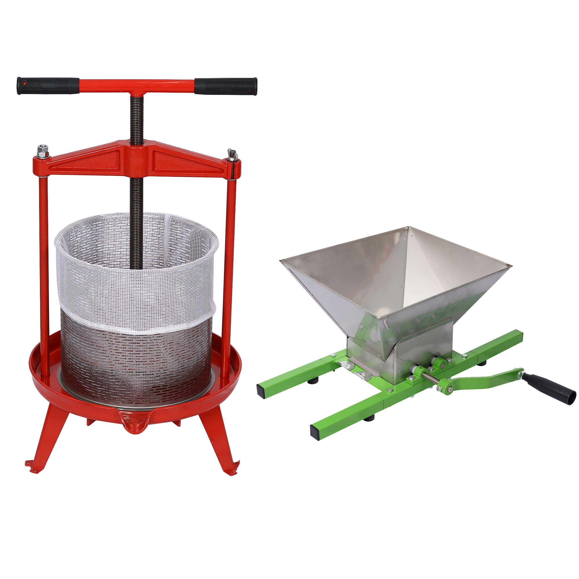 Manual Fruit Wine Press And Crusher For Kitchen, 100% Natural Juice Maker - Green