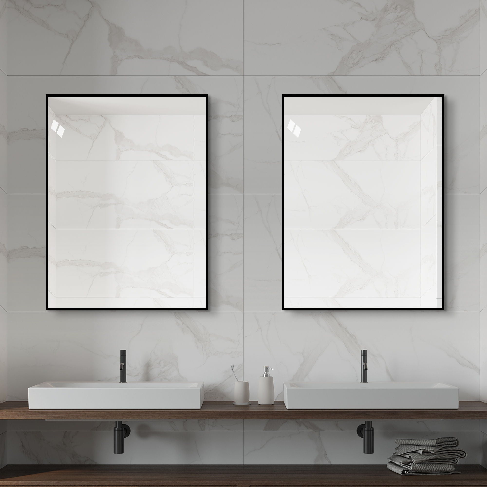 Framed Wall Mirror For Bathroom - Black