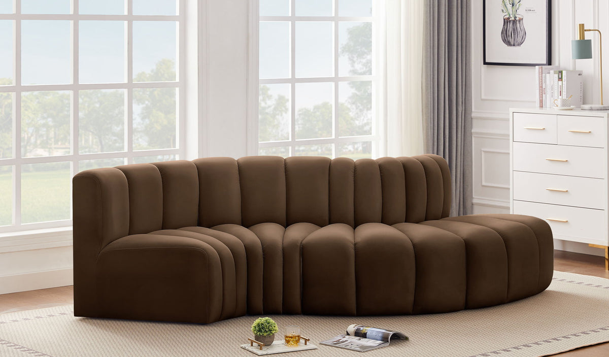 Arc - Velvet 4 Piece L-Shaped Modular Sofa
