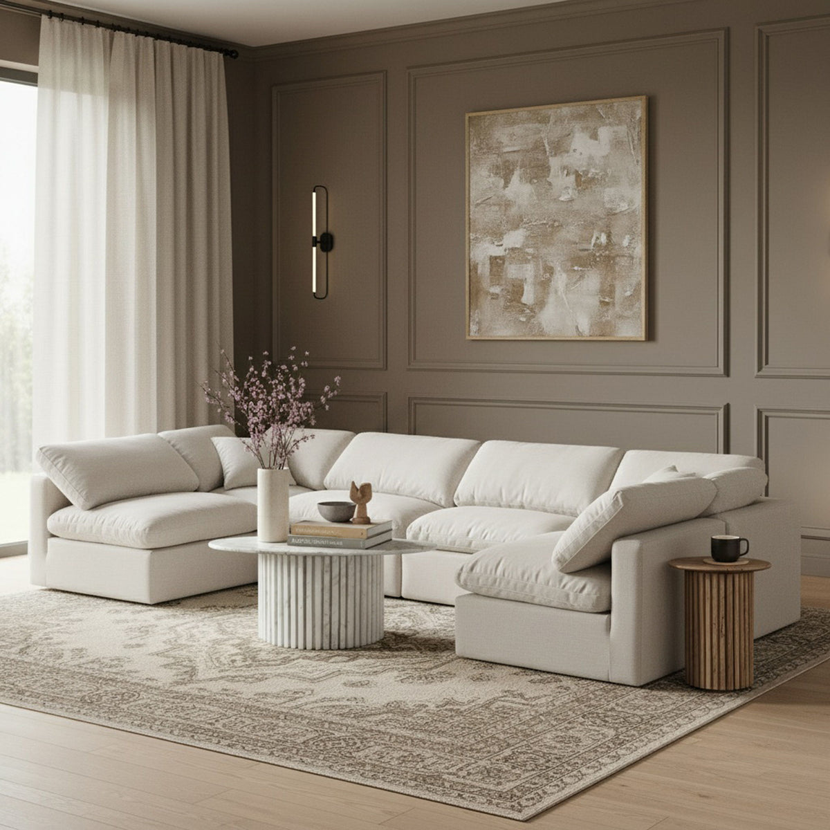 Indulge - Linen 6 Piece Modular U-Shaped Sectional