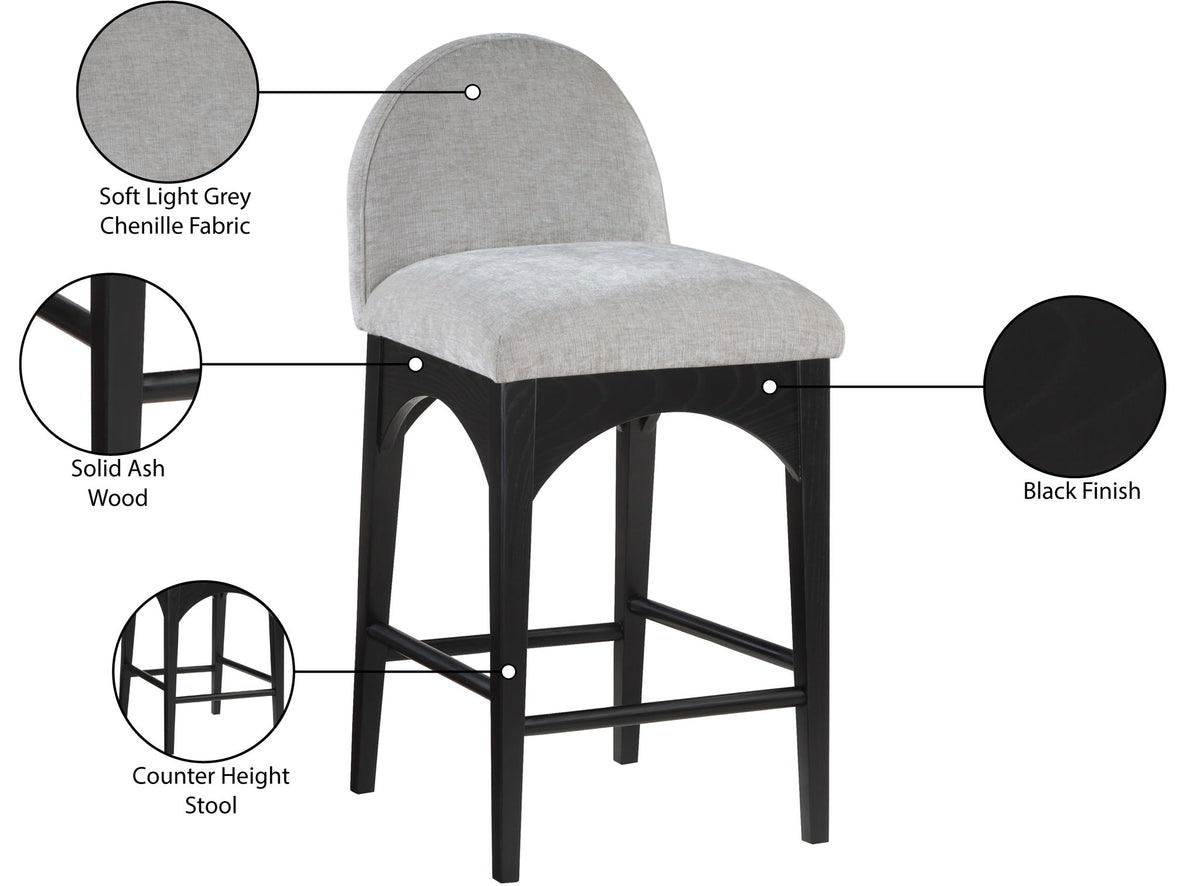 Waldorf - Chenille Stool With Black Legs