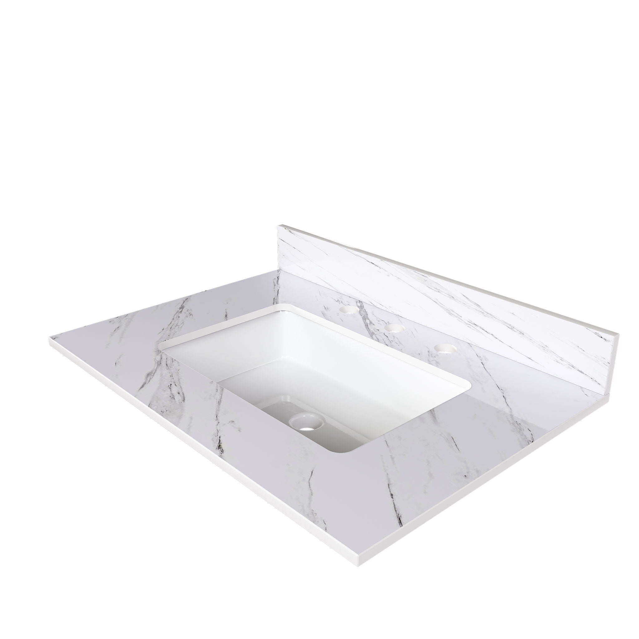 Bianco Carrara Venato Elegant Marble Vanity Top, Bathroom Vanity With Undermount Sink, Sintered Stone