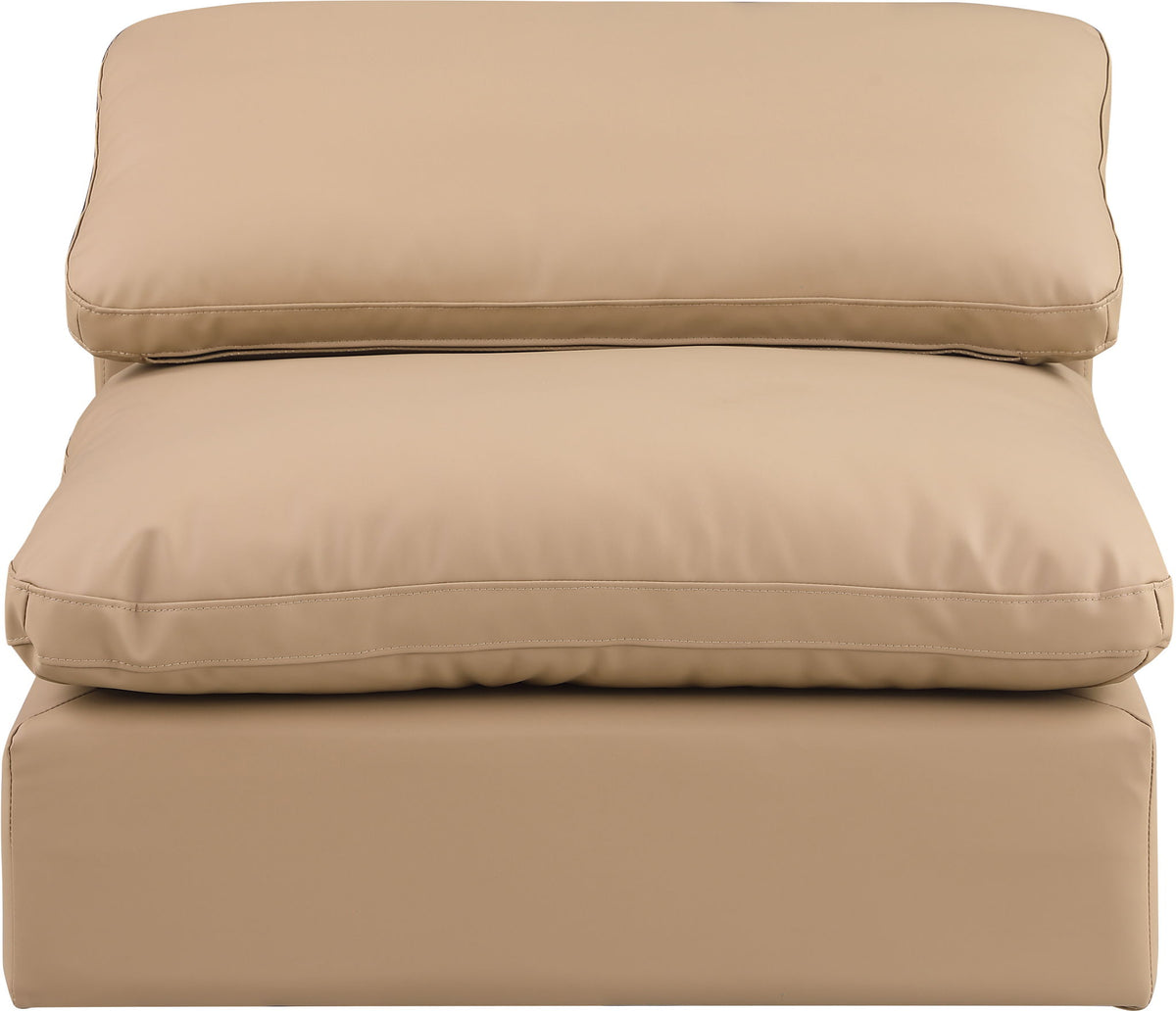 Comfy - Faux Leather Armless Chair - Tan