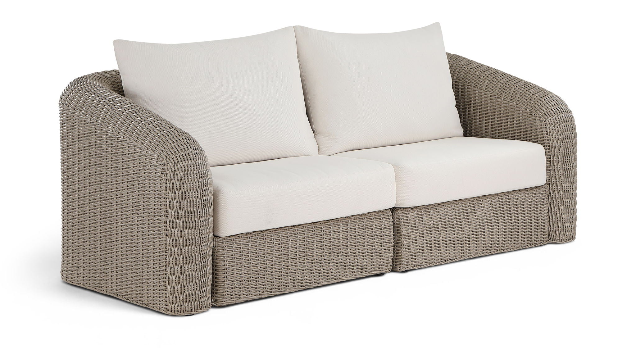 Seacrest - Olefin Water Resistant Fabric And Wicker 2 Piece Outdoor Patio Modular Loveseat
