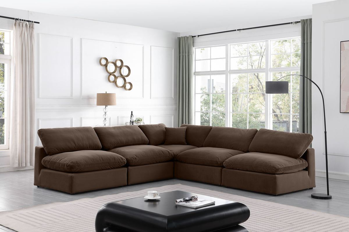 Comfy - 5 Piece Velvet Modular Corner Armless Sectional