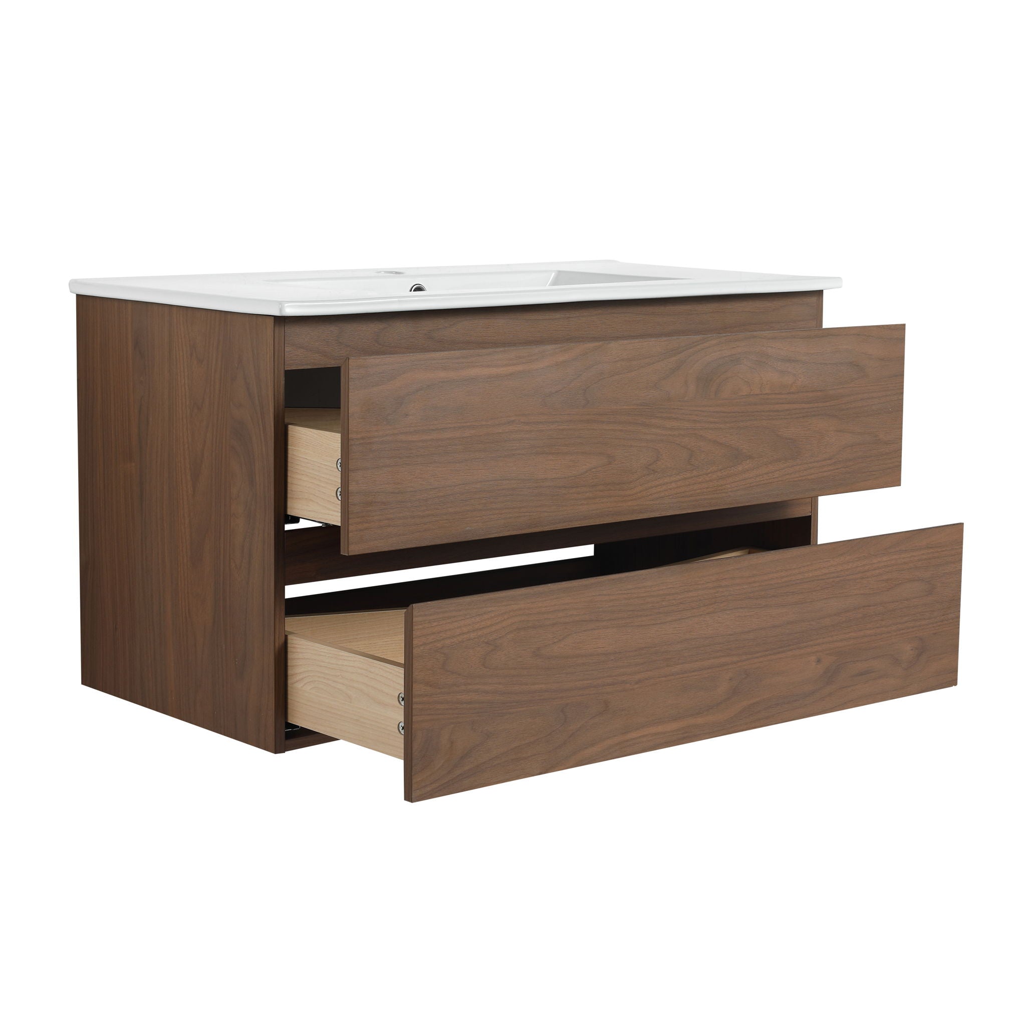 Wall Mounted Bathroom Vanity & Sink, 2 Soft Close Drawers