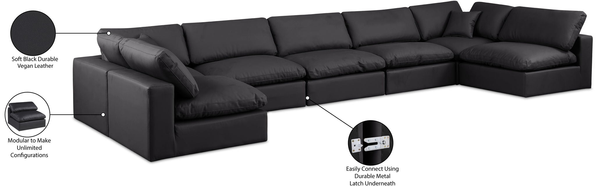 Comfy - 7 Piece Faux Leather Modular Armless Sectional
