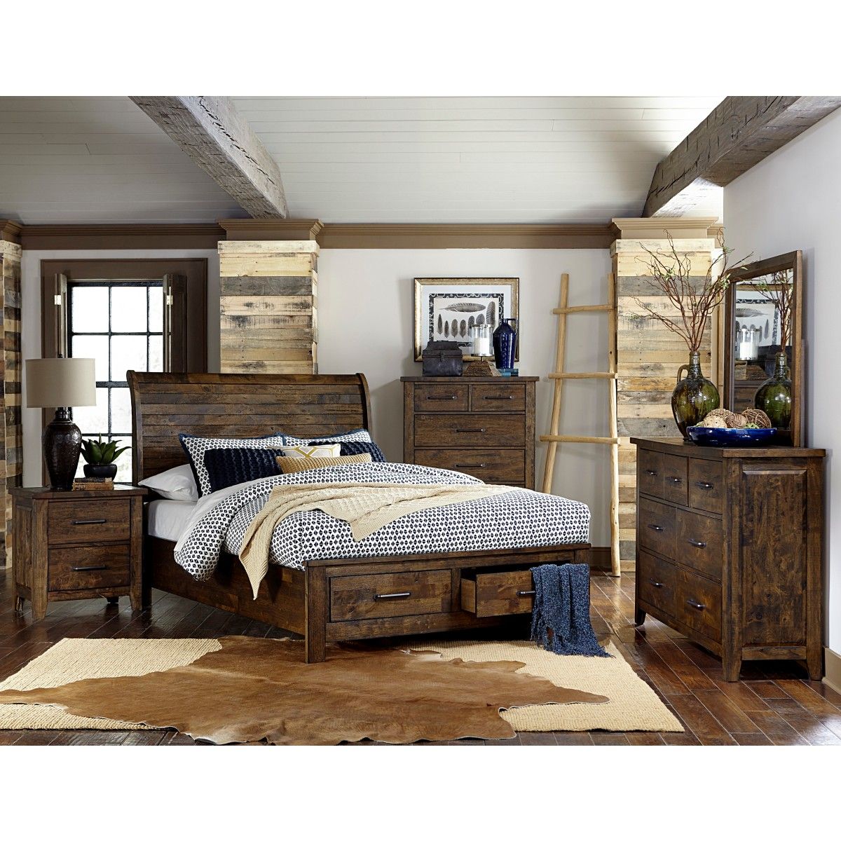 Jerrick - Sleigh Platform Bed With Storage Footboard