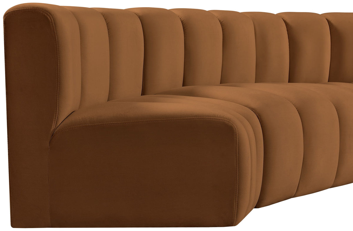 Arc - Velvet 4 Piece Sofa - Saddle