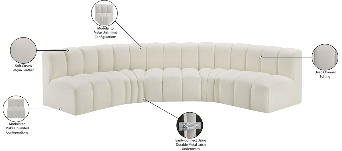 Arc - Faux Leather 5 Piece U-Shaped Modular Sofa