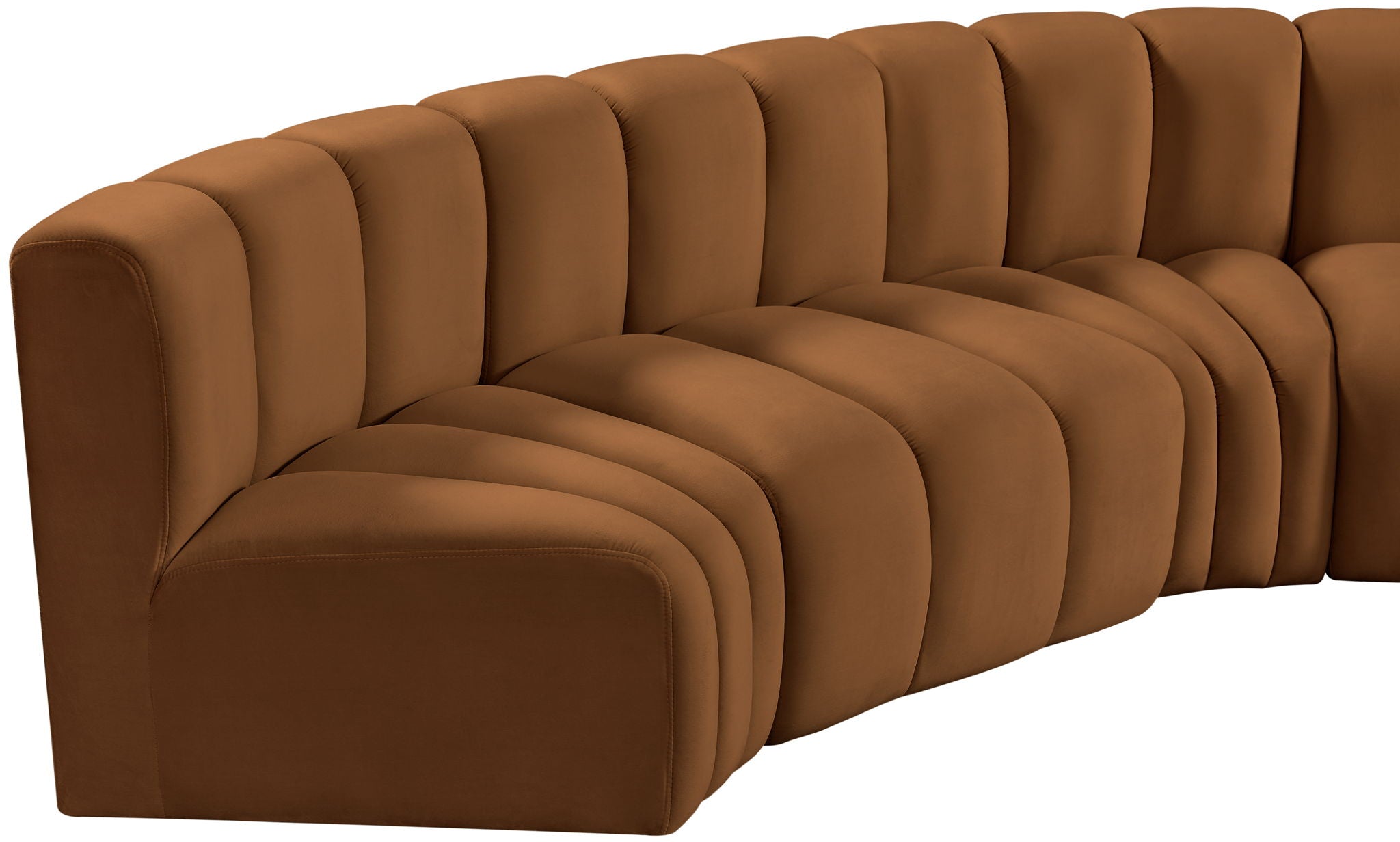 Arc - Velvet 6 Piece Curved Modular Sofa - Saddle