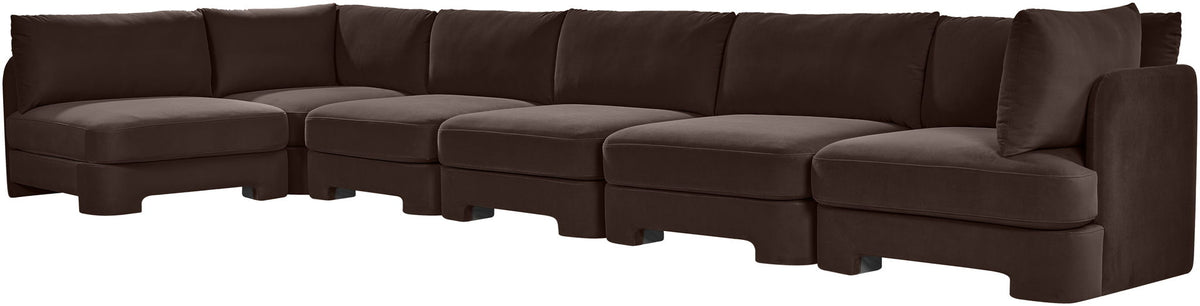 Hammond - Velvet Performance Fabric Upholstered 6 Piece L-Shaped Armless Sectional