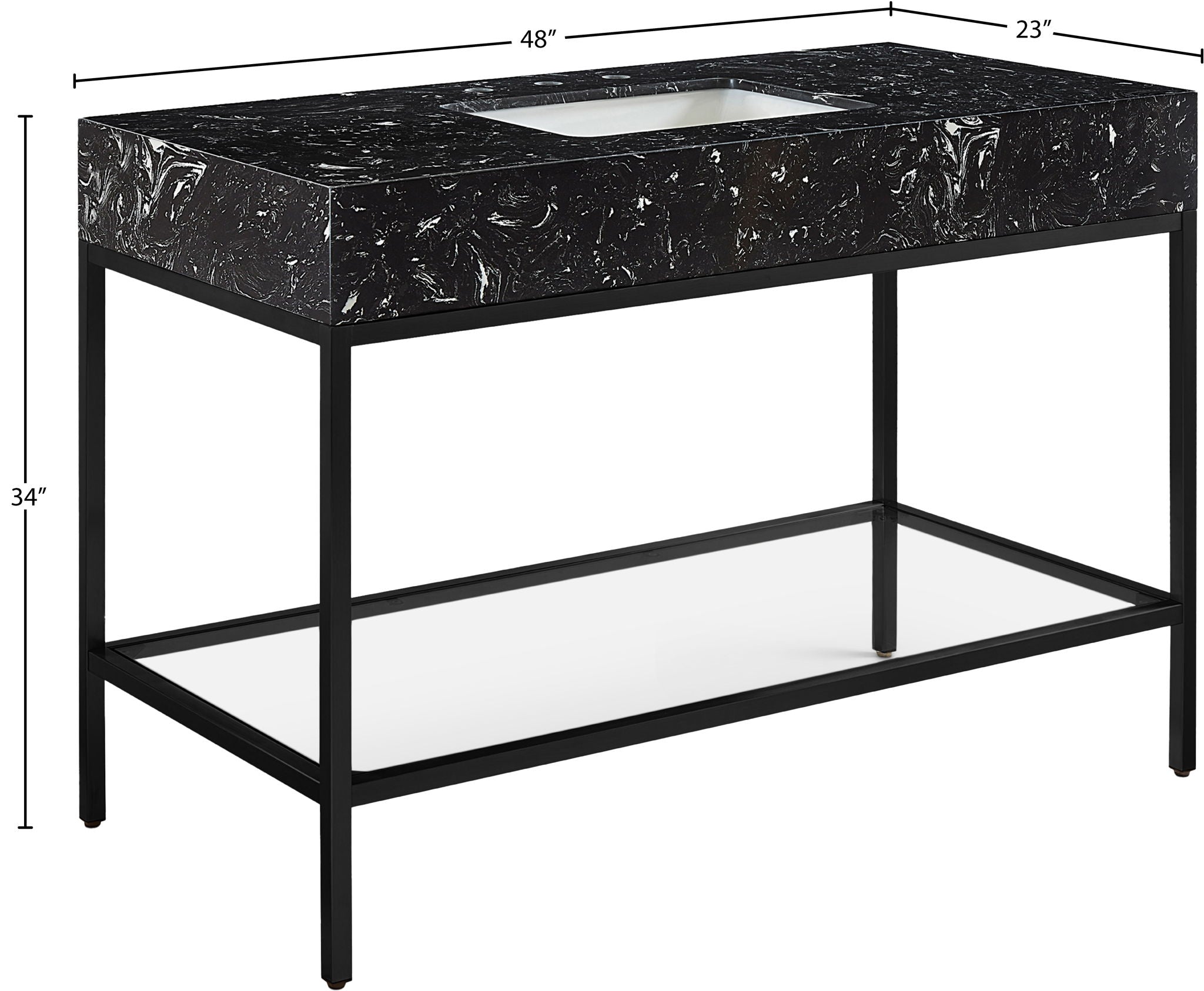 Marmo - Engineered Marble Bathroom Vanity With Black Base