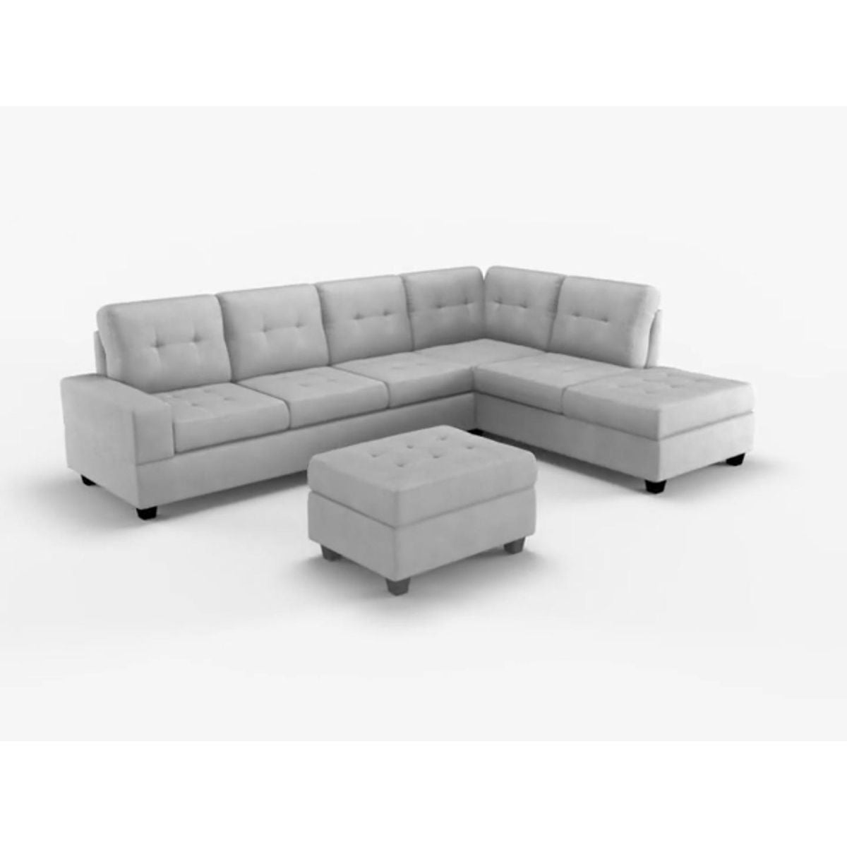 Maston - 3 Piece Reversible Sectional With Drop-Down Cup Holders And Storage Ottoman