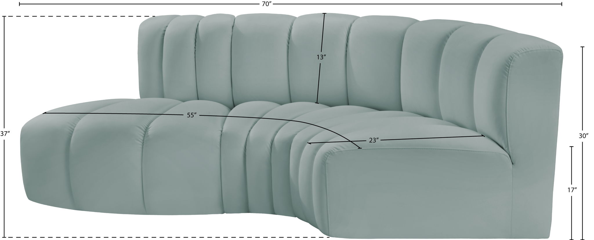 Arc - Faux Leather 3 Piece Modular L-Shaped Sofa
