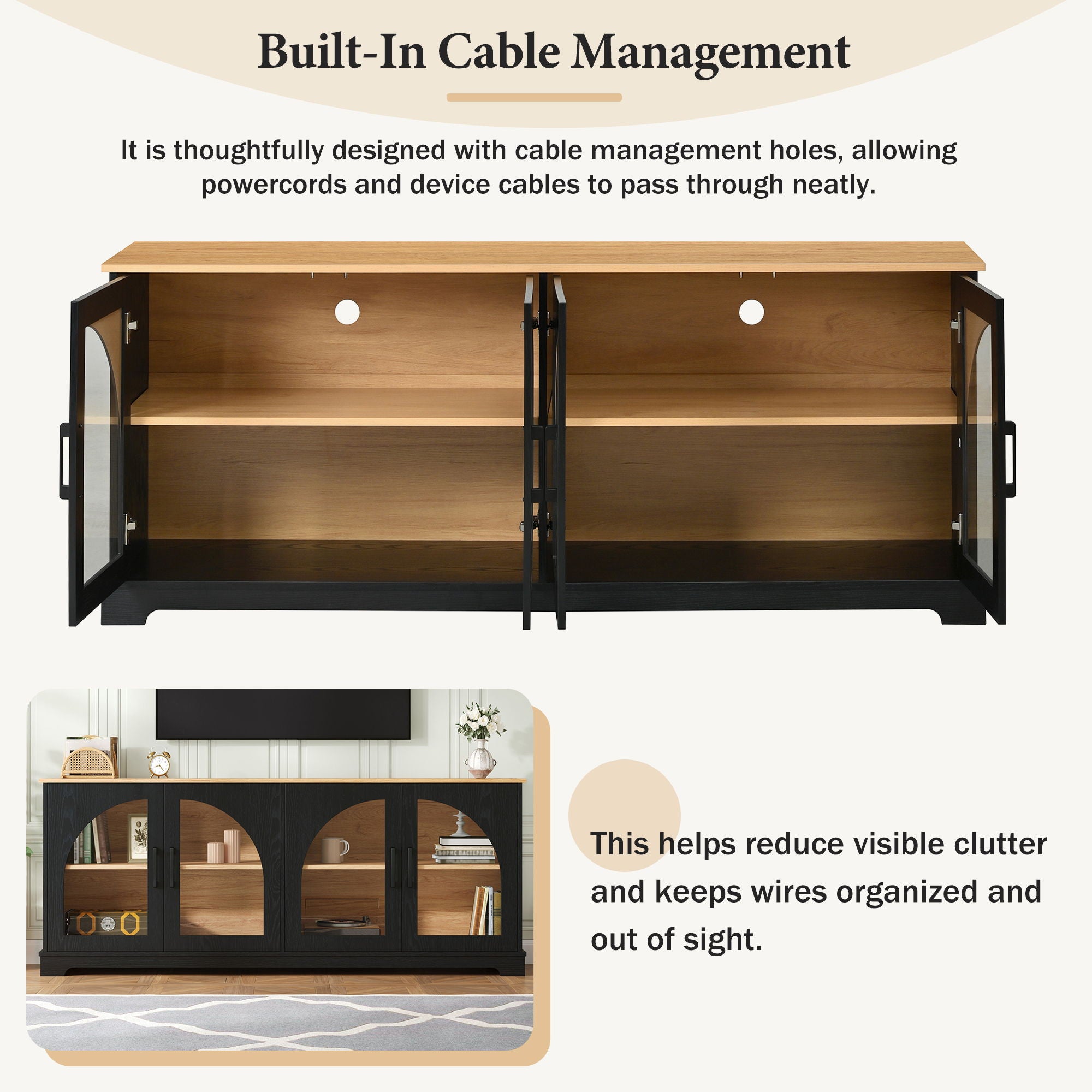 TV Stand With Semi Arched Doors