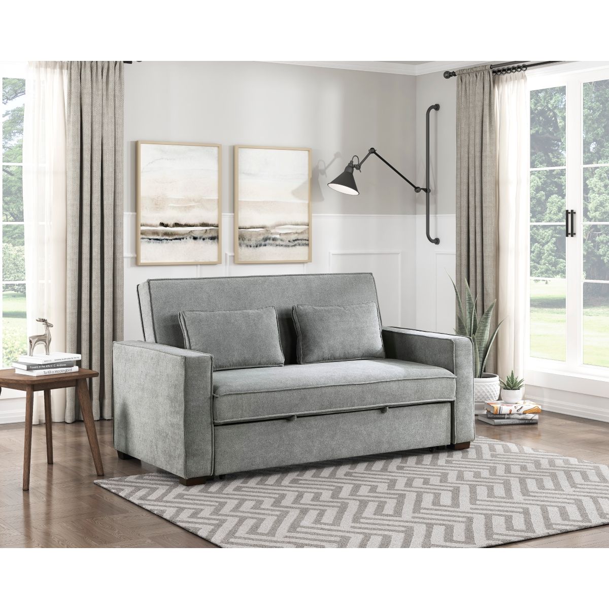 Alta - Convertible Studio Sofa With Pull-Out Bed - Gray