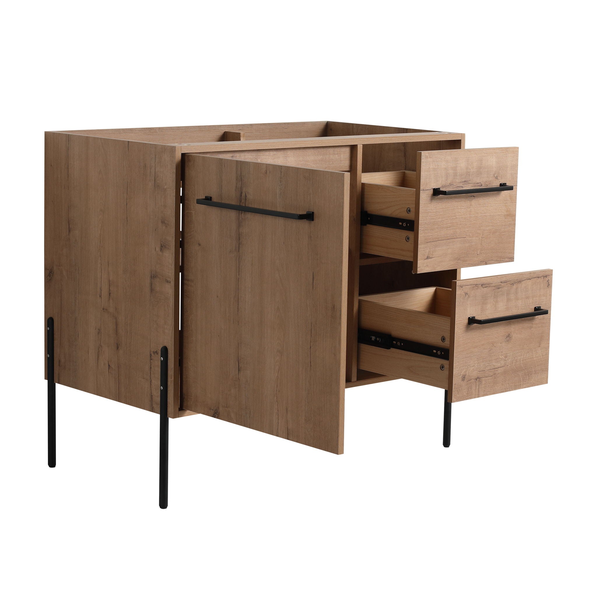 35" Freestanding Bathroom Vanity With Soft Close Doors And 2 Drawers (Vanity Only) - Imitative Oak