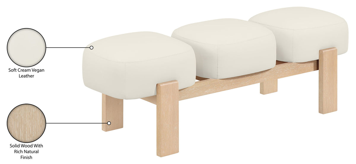 Woodcrest - Vegan Leather Upholstered Bench - Painted Natural Base