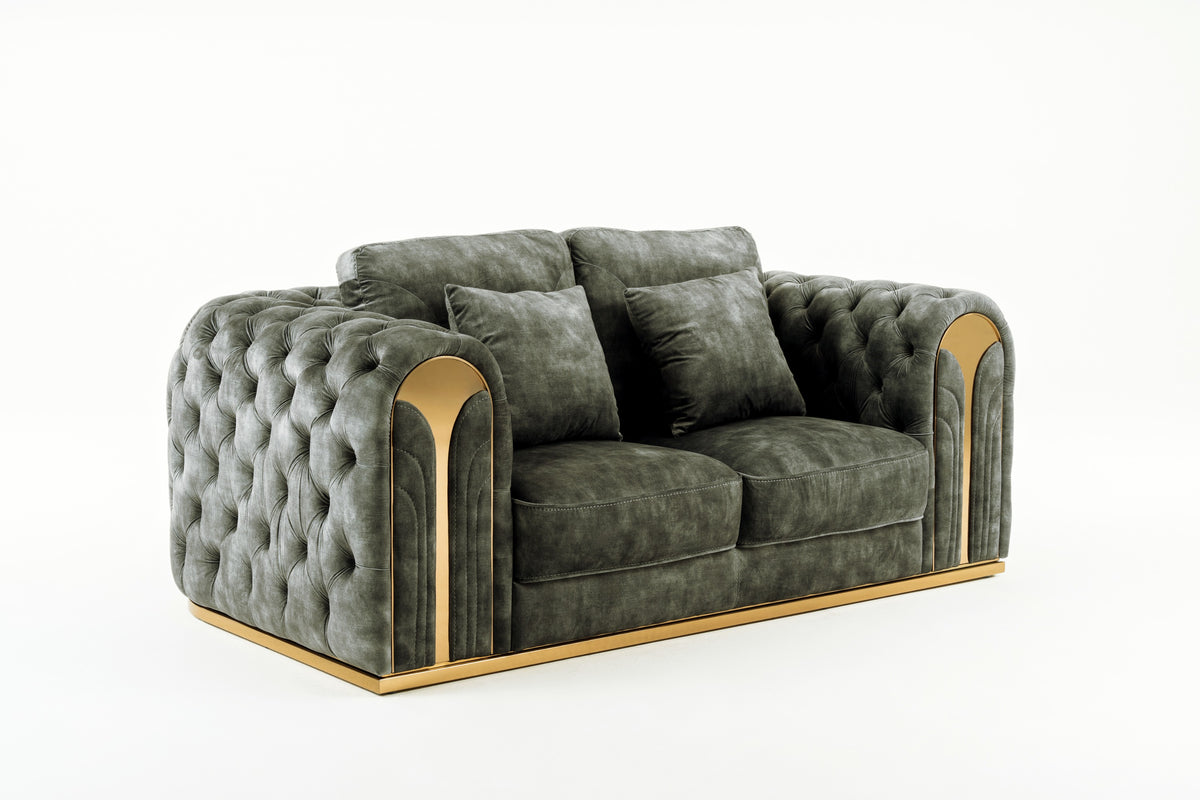 Dosie - Transitional Grey Velvet Loveseat