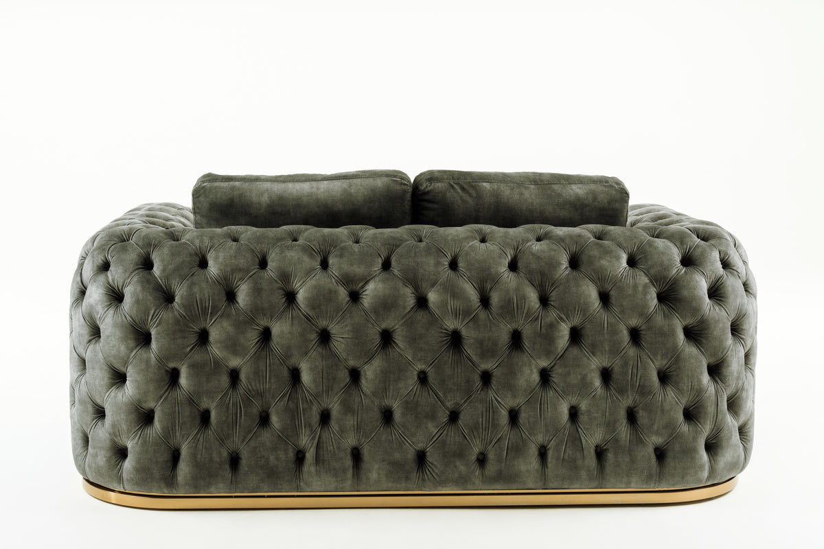 Dosie - Transitional Grey Velvet Loveseat