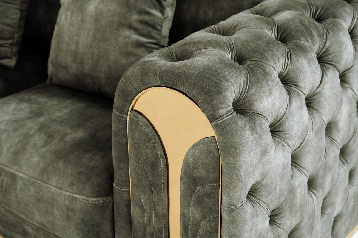Dosie - Transitional Grey Velvet Loveseat
