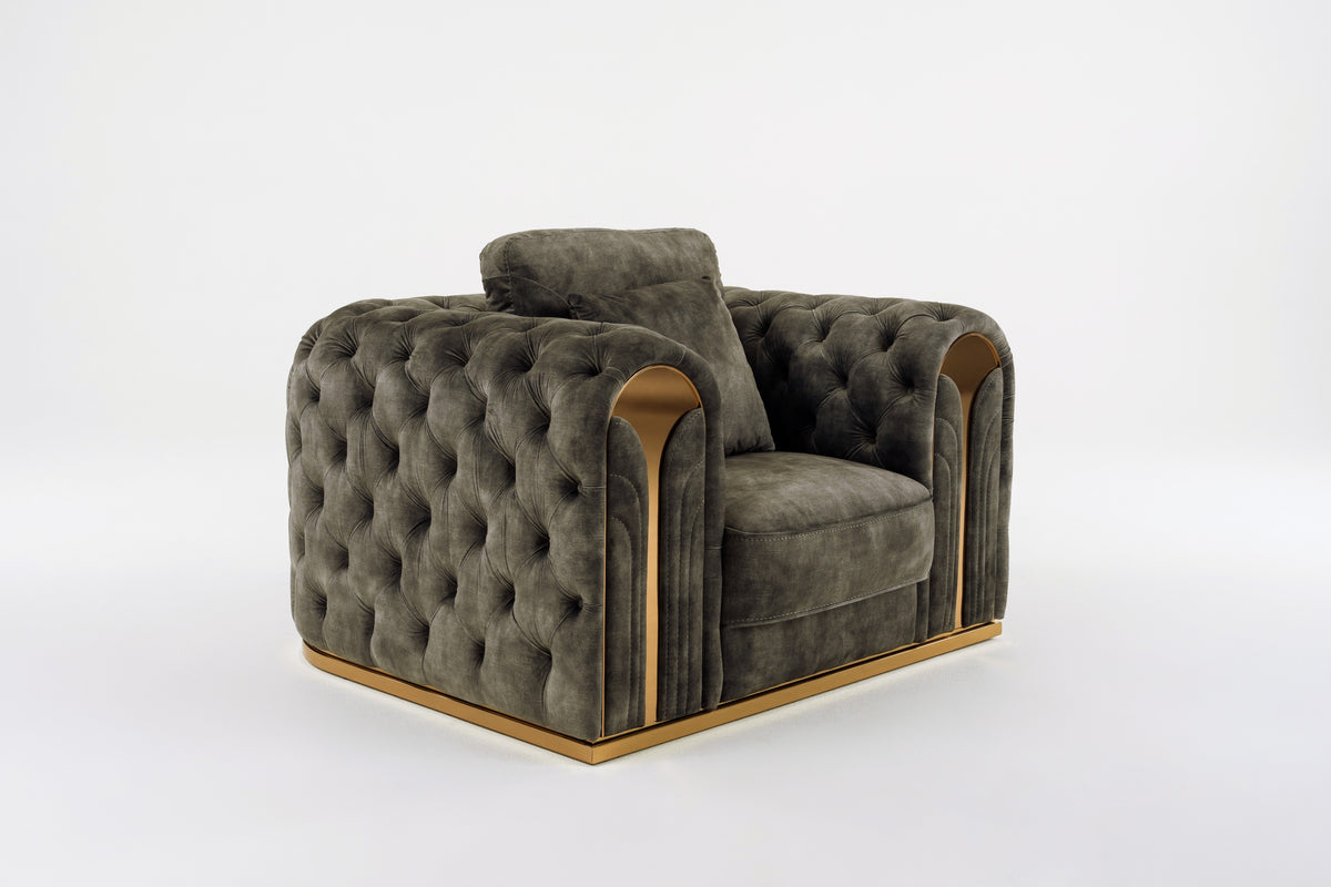 Dosie - Transitional Grey Velvet Chair