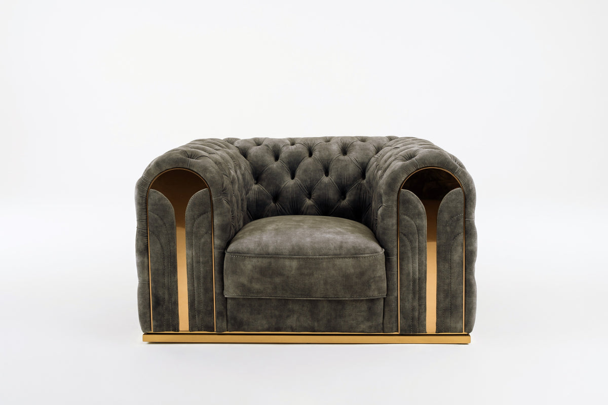 Dosie - Transitional Grey Velvet Chair
