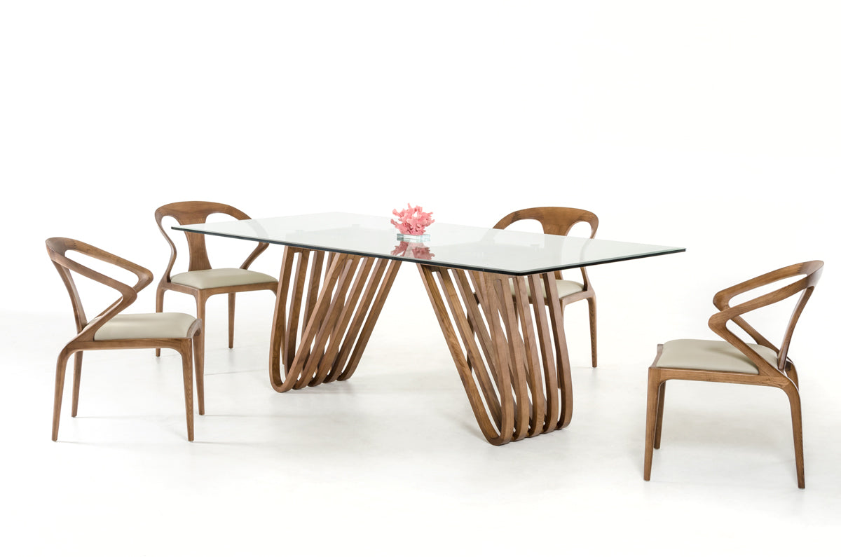 Draper Mid-Century Walnut & Glass Dining Table