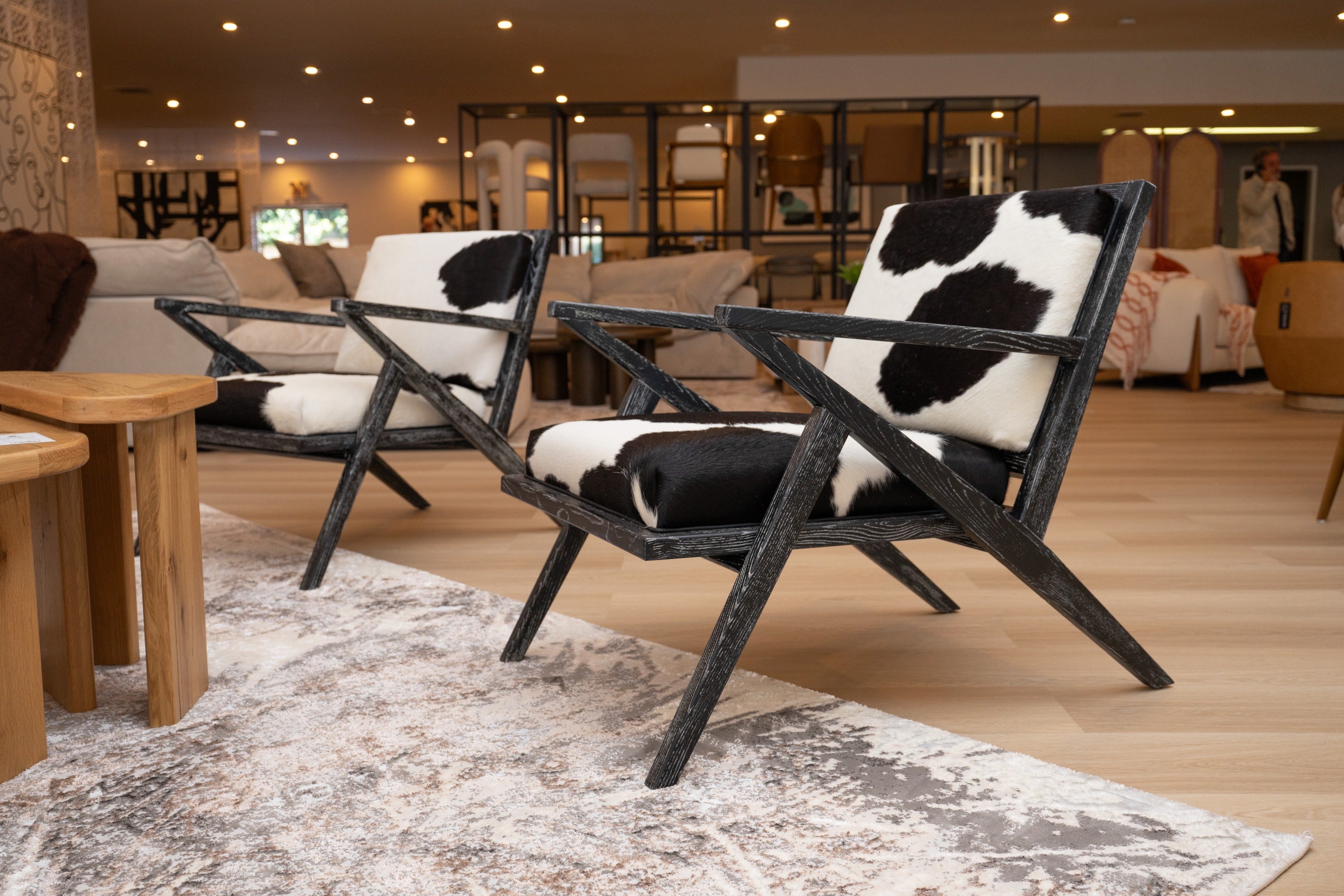 Modrest Hallam - Glam Black and White Cowhide Accent Chair