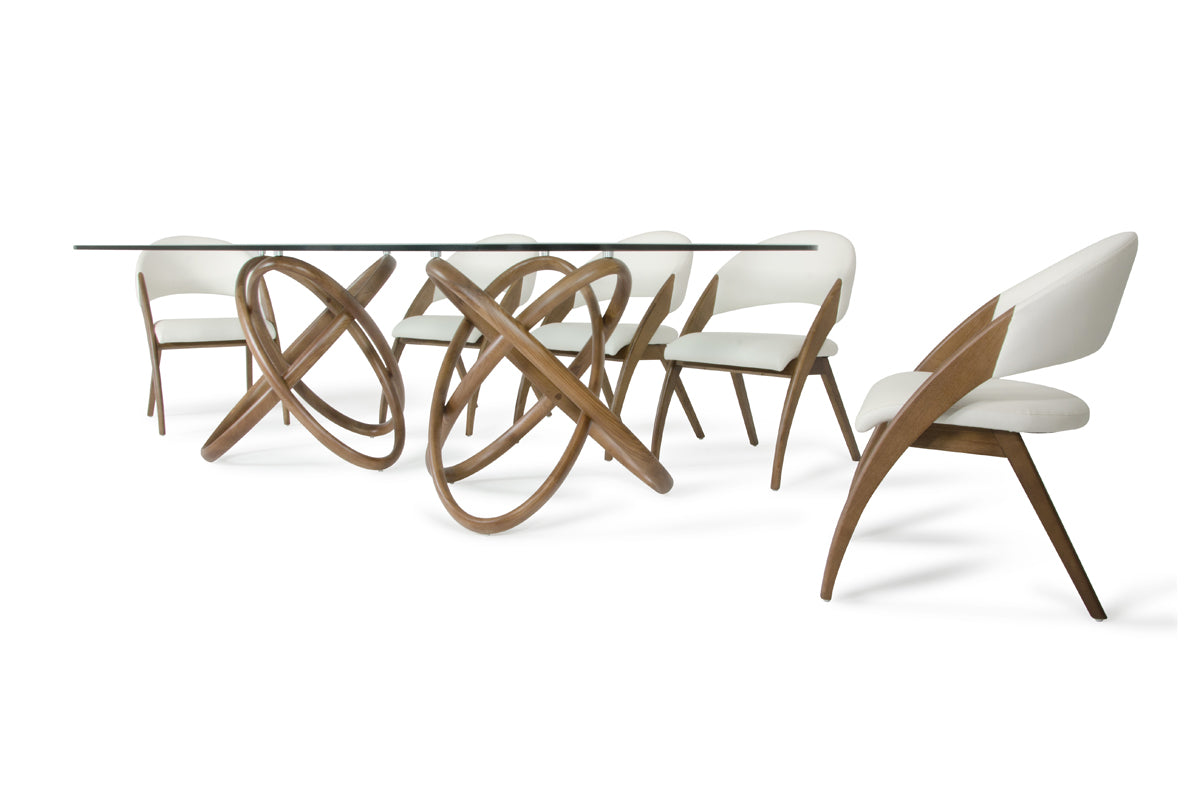 Mason Modern Glass & Walnut Dining Table