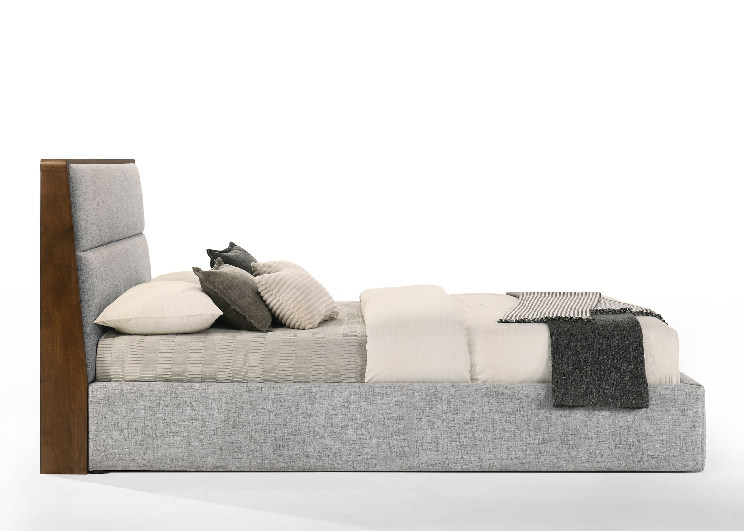 Modrest Dustin - Modern Grey Fabric & Walnut Trimmed Bedroom Set