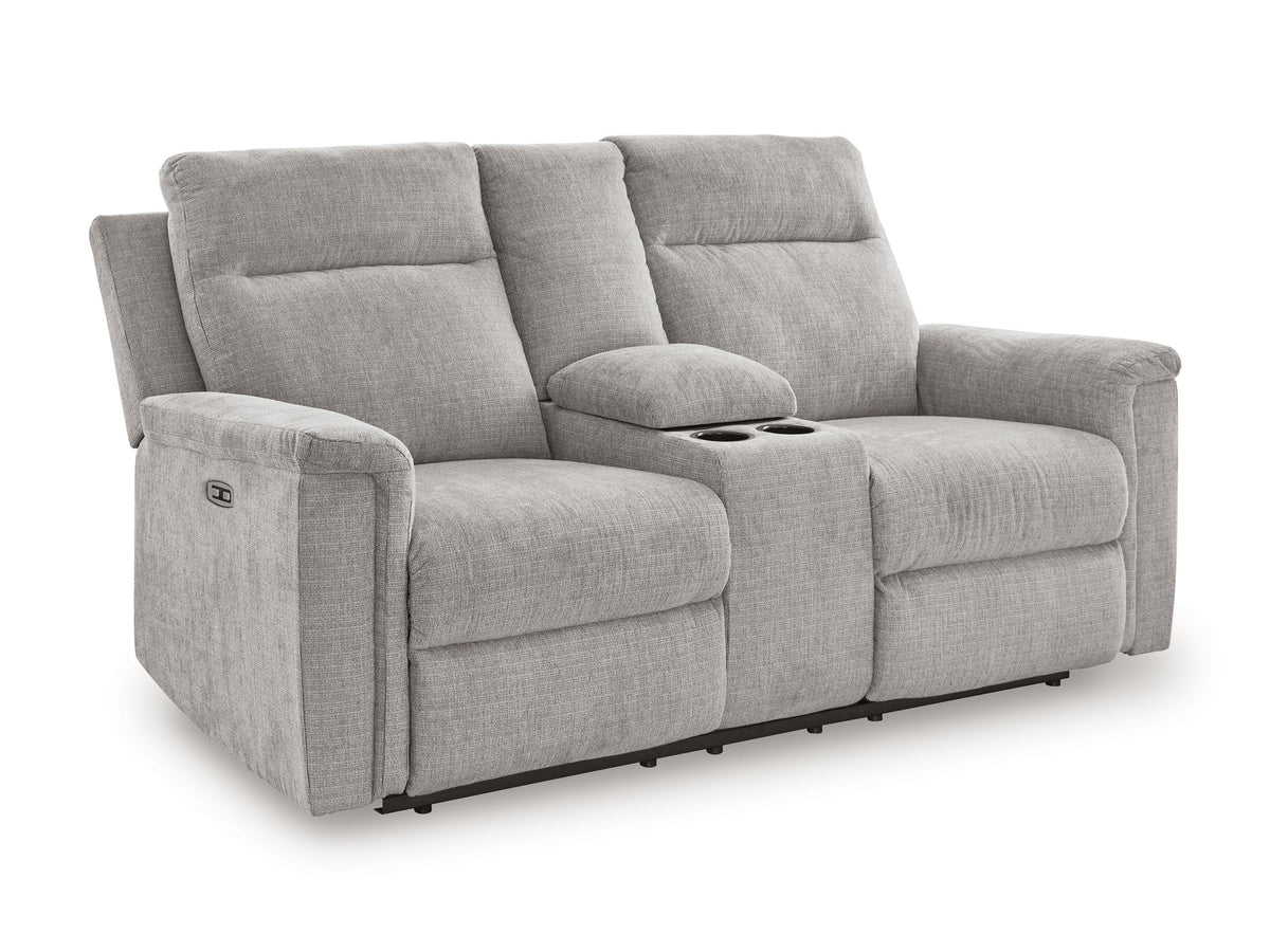 Barnsana - Dbl Power Reclining Loveseat with Console - Ash