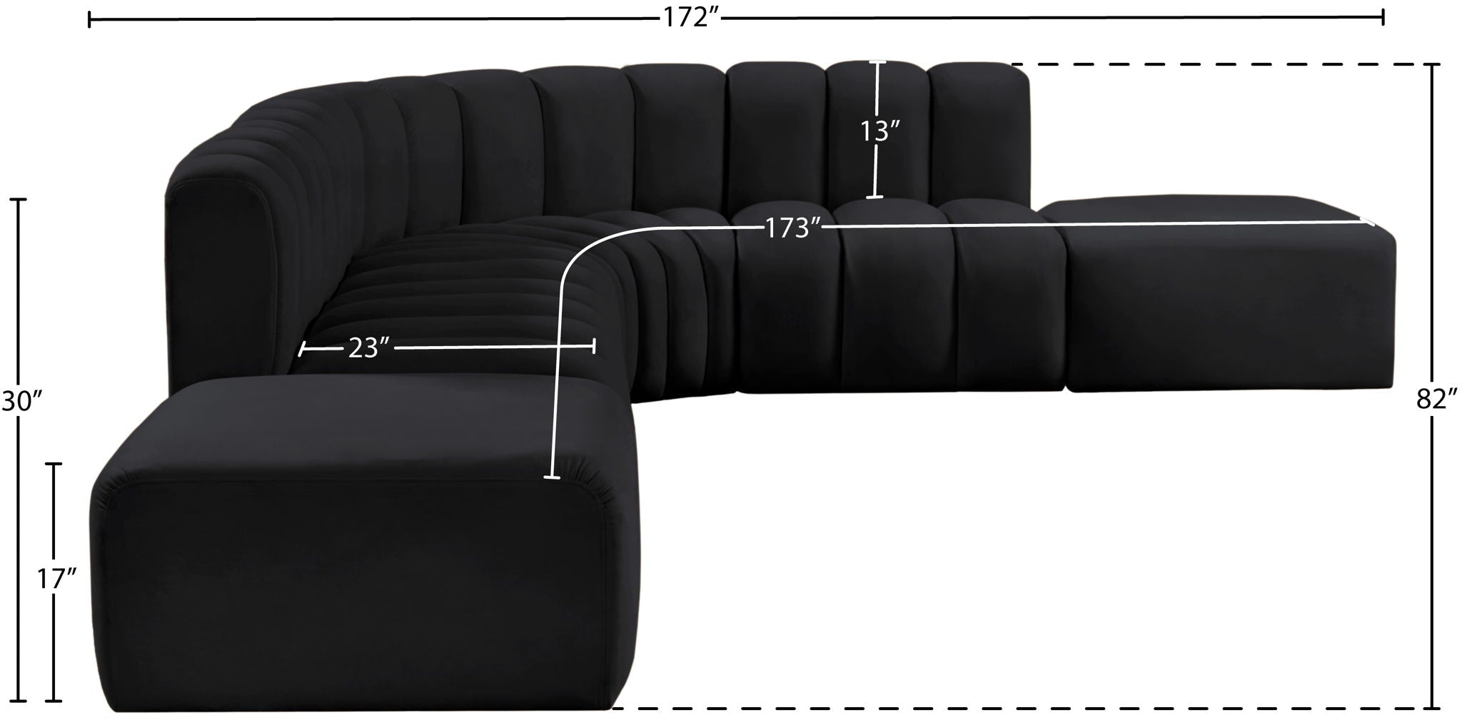 Arc - Velvet 7 Piece Corner Modular Sofa