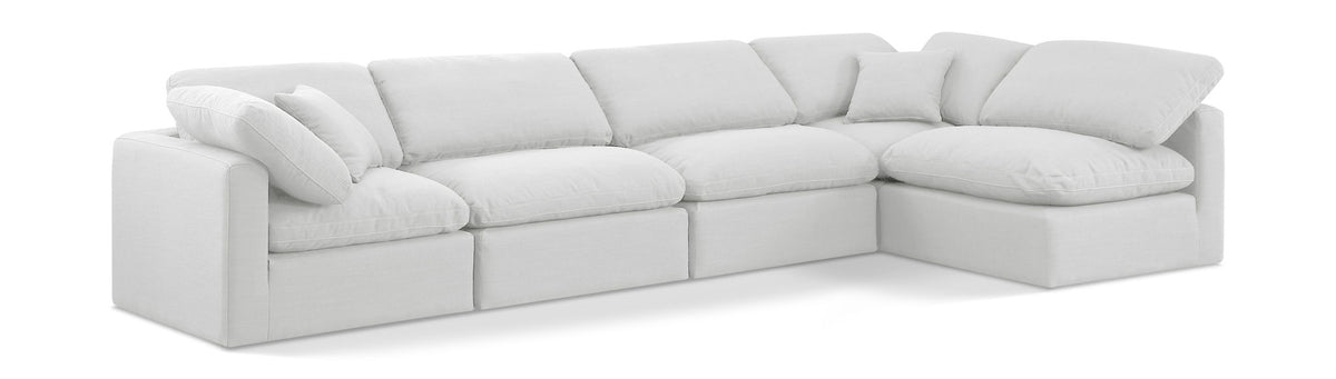 Indulge - Linen 5 Piece Modular Sectional - White