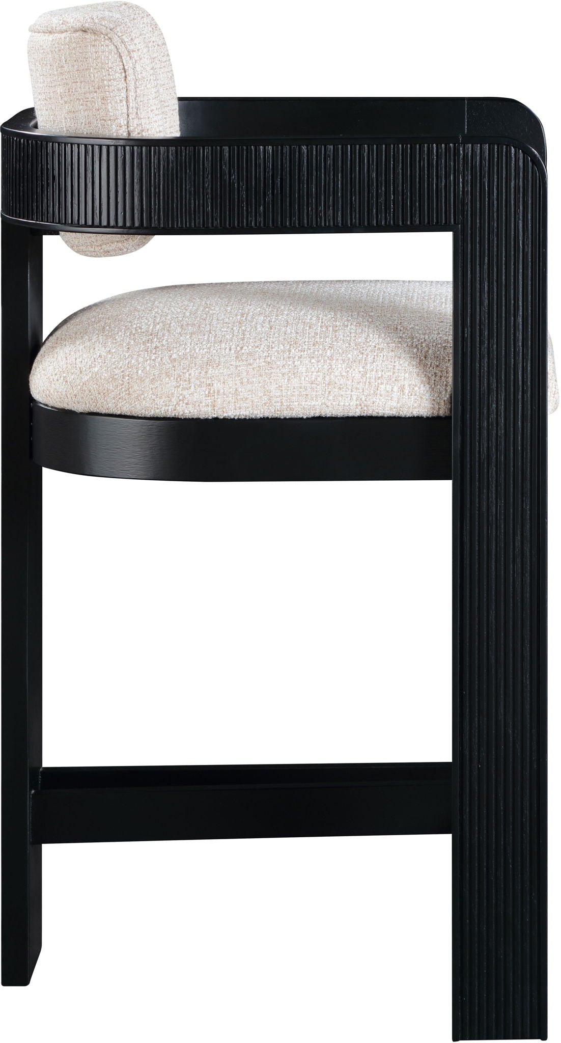 Sacha - Linen Stool With Black Base