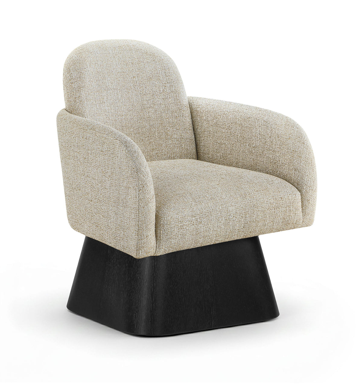 Marlowe - Linen Textured Fabric Upholstered Swivel Accent Chair - Stained Black