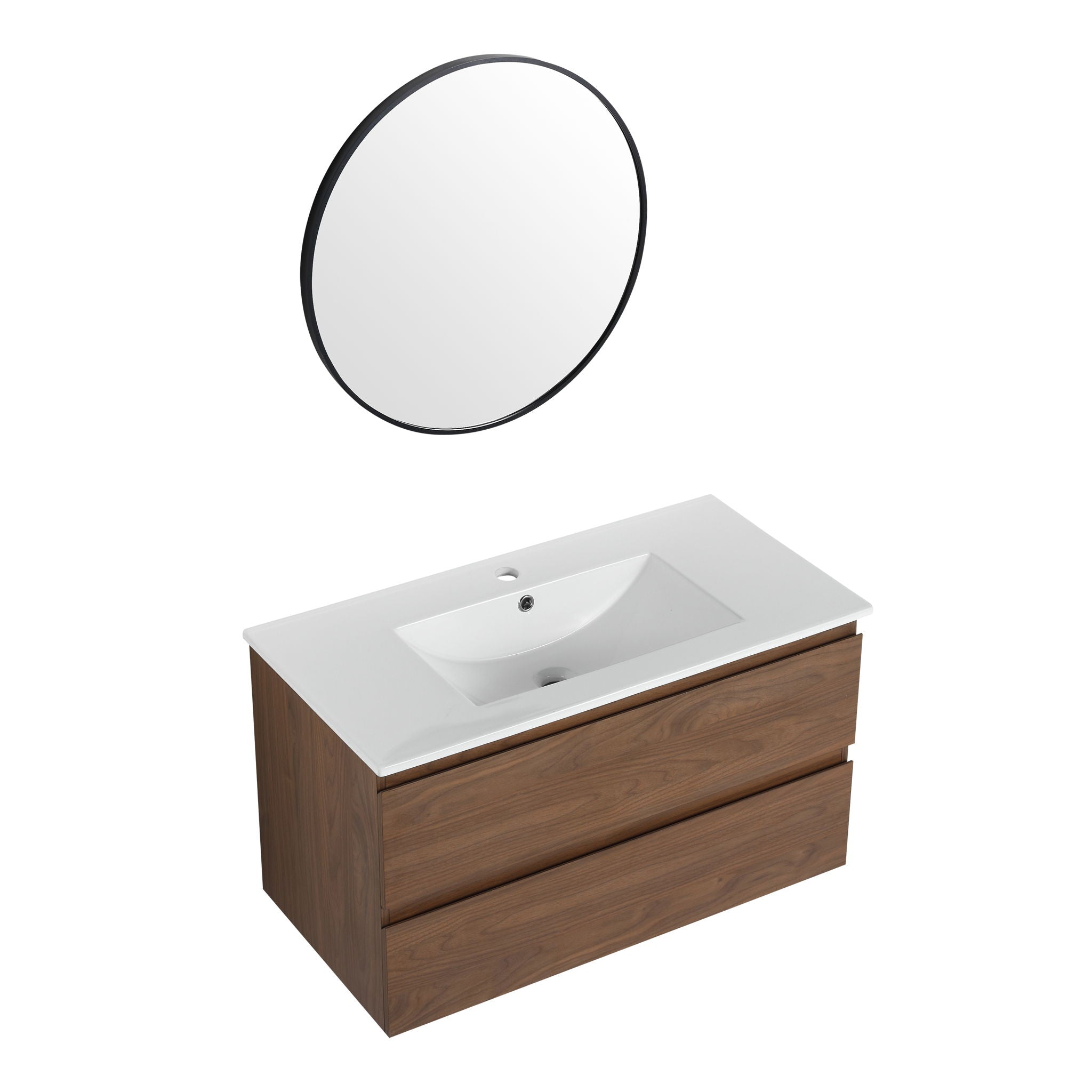Wall Mounted Bathroom Vanity & Sink, 2 Soft Close Drawers