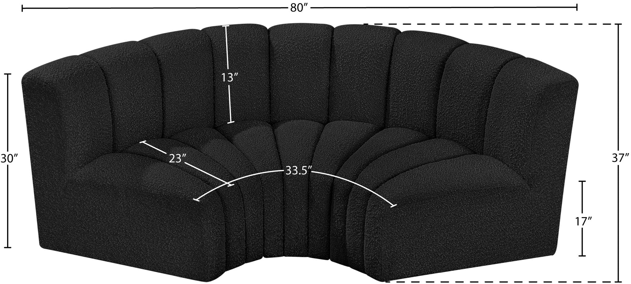 Arc - Boucle Fabric 3 Piece Modular U-Shaped Sofa